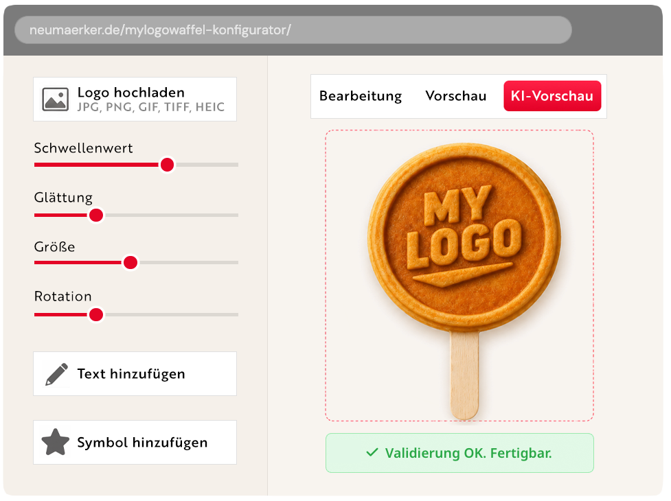 MyLogo Waffel Konfigurator Vorschau