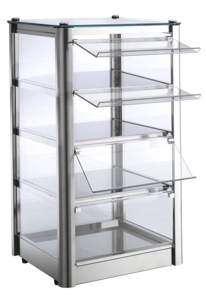 Backwaren warmhalten in Vitrine zur Selbstbedienung