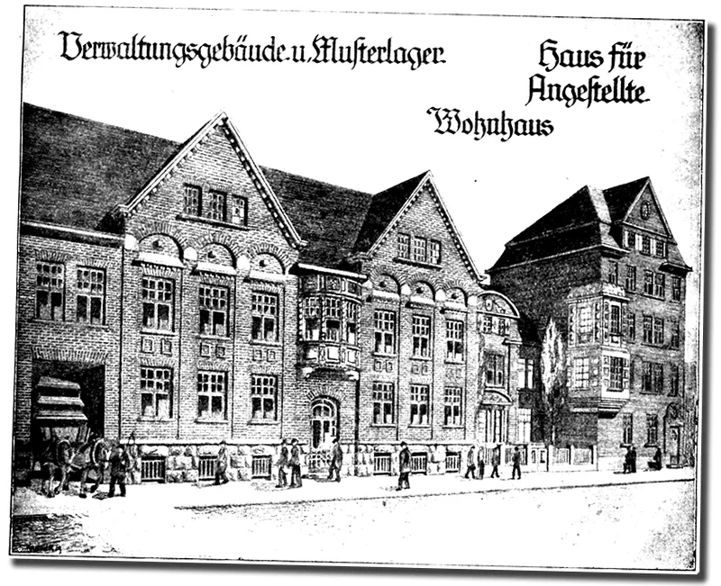 Zeichnung eines alten Verwaltungsgebäudes