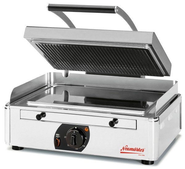 Kontaktgrill mit Grillplatten aus Edelstahl