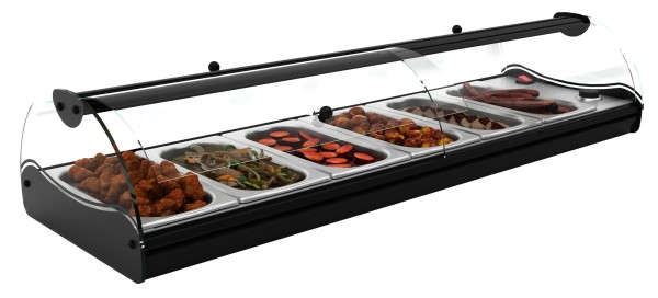 Buffet-Warmhaltevitrine mit Frontklappen zur Selbstbedienung