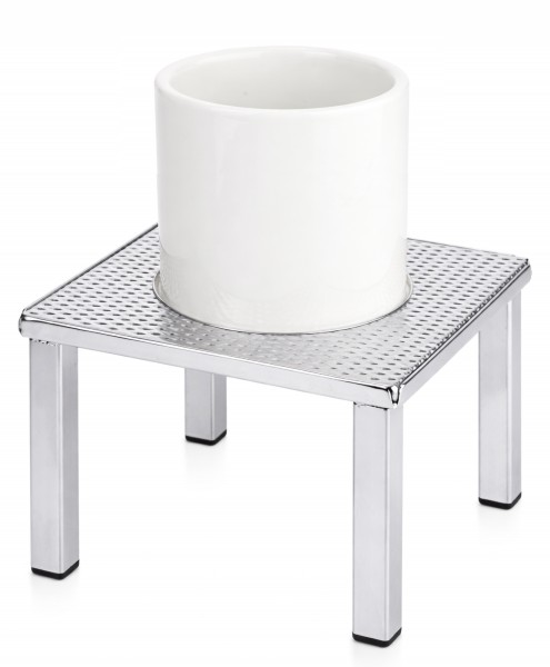 Buffet-Display aus Edelstahl mit Becher aus Porzellan