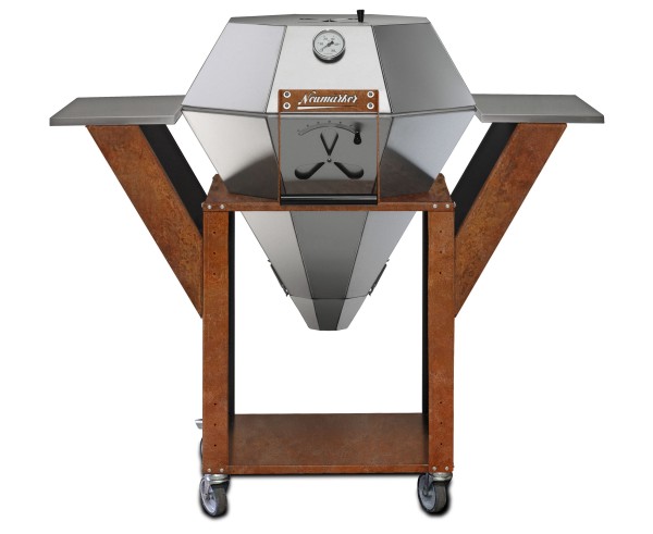 Kamado-Grill aus Edelstahl und Cortenstahl