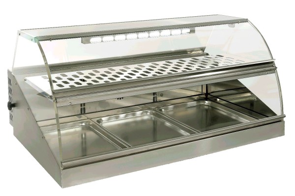 Markttheke zum Warmhalten mit Frontklappen zur Selbstbedienung